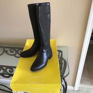 Joan & David black tall low heel boots